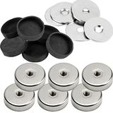 vasalat Potmagneet met binnendraad, magneet met metalen schijven en rubberen doppen, ronde magneet ø 20 mm, neodymium vernikkeld 18-delig