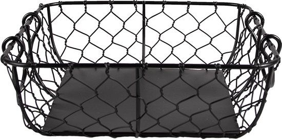 Clayre & Eef Opbergmand - 23x23x7 cm - Zwart - Metaal - Rechthoek