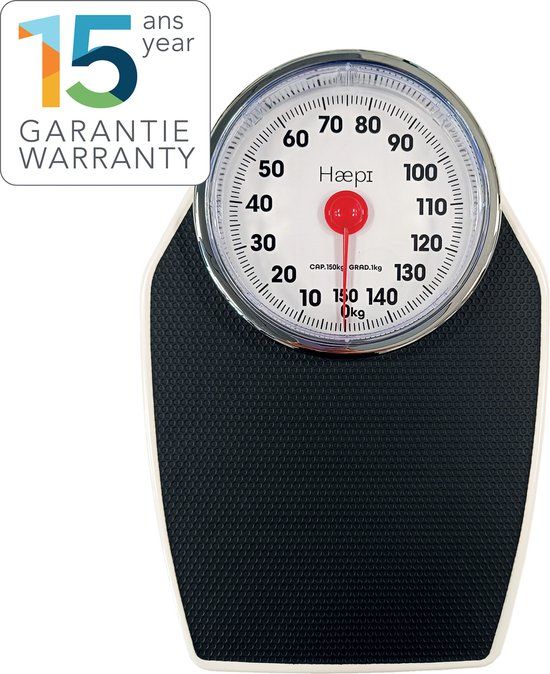 Haepi Mechanische Personenweegschaal - Dr-stijl - Wit - 150 kg - 15 Jaar Garantie
