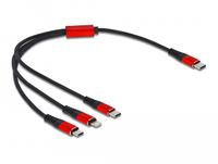 DeLOCK 86710 USB-kabel USB 2.0 0,3 m USB C/Micro-USB B/Lightning Zwart, Rood
