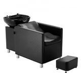 VEVOR Chaise de lavage pour shampoing, station de lavage de cheveux à contre-courant avec large repose-pieds et bol en céramique pour salon de barbier, équipement de coiffure, massage, spa de beauté
