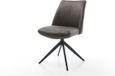 DELIFE Chaise de salle à manger Elso-Flex piètement croisé large microvelours noir anthracite vintage pivotant à 360° fonction basculante noyau à ressorts ensachés