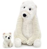 PTIPOTOS Les duéglingos Les Ptipotos - Pluche Knuffel Grobidou Witte Ijsbeer Moeder En Haar Baby