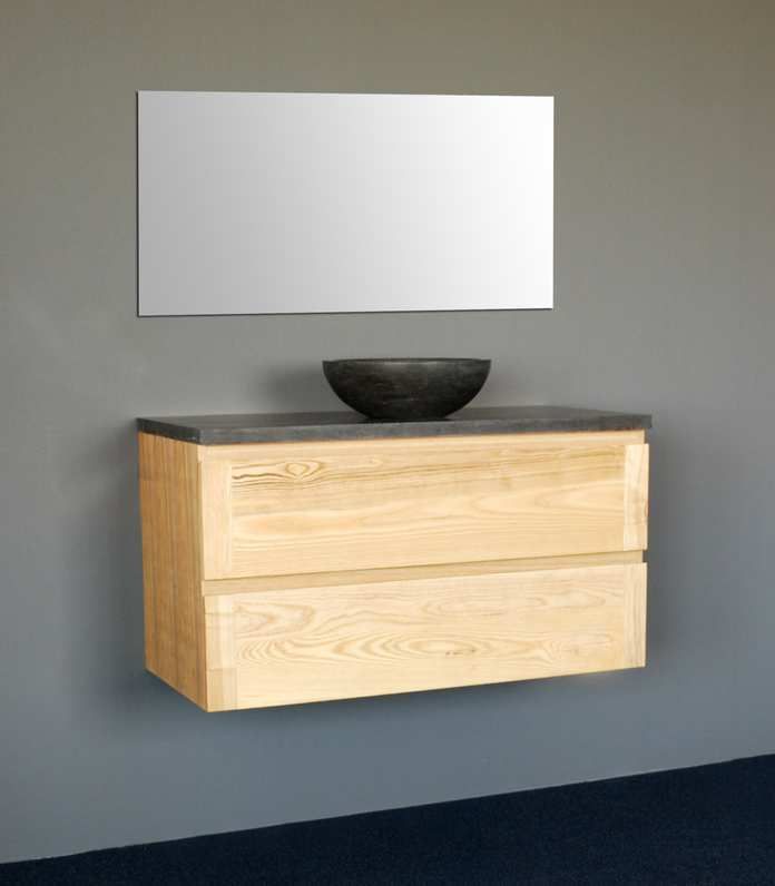 Badkamerplanet Badkamermeubel Nola Wood Eiken met Ronde Kom 80 cm zonder Standaard Spiegel