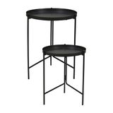 Well Home Set van 2 ronde bijzettafels van zwart metaal Ø 31 Ø 36 cm