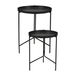 Well Home Set van 2 ronde bijzettafels van zwart metaal Ø 31 Ø 36 cm