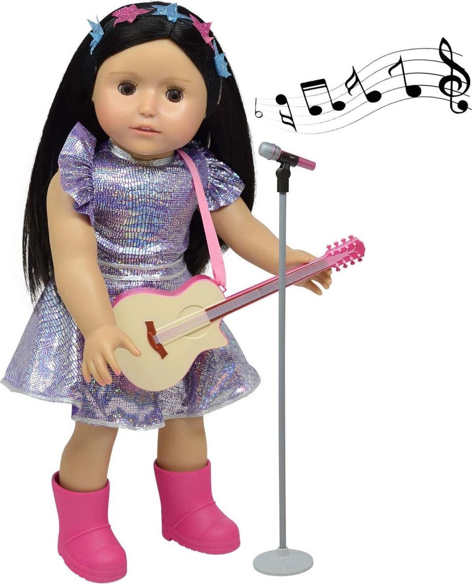 The New York Doll Collection Doll Music Play Set - Rock Star Poppen Set voor 46cm Pop