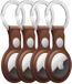 Rosso 4-Pack Deluxe Echt Leer Sleutelhanger Hoesje Geschikt voor Apple AirTag | Hanger | Case Bruin