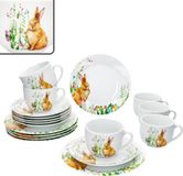 MamboCat 18-delig koffieservies OSTERFREUDE porselein voor 6 personen