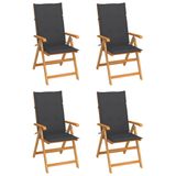 vidaXL Tuinstoel Terras Gecapitonneerde zitting Teak Antraciet (6 stuks)