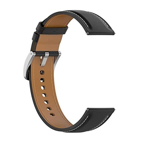 Qubix - Luxe leren bandje - Zwart - Compatible met Garmin Vivoactive 3 - 20mm