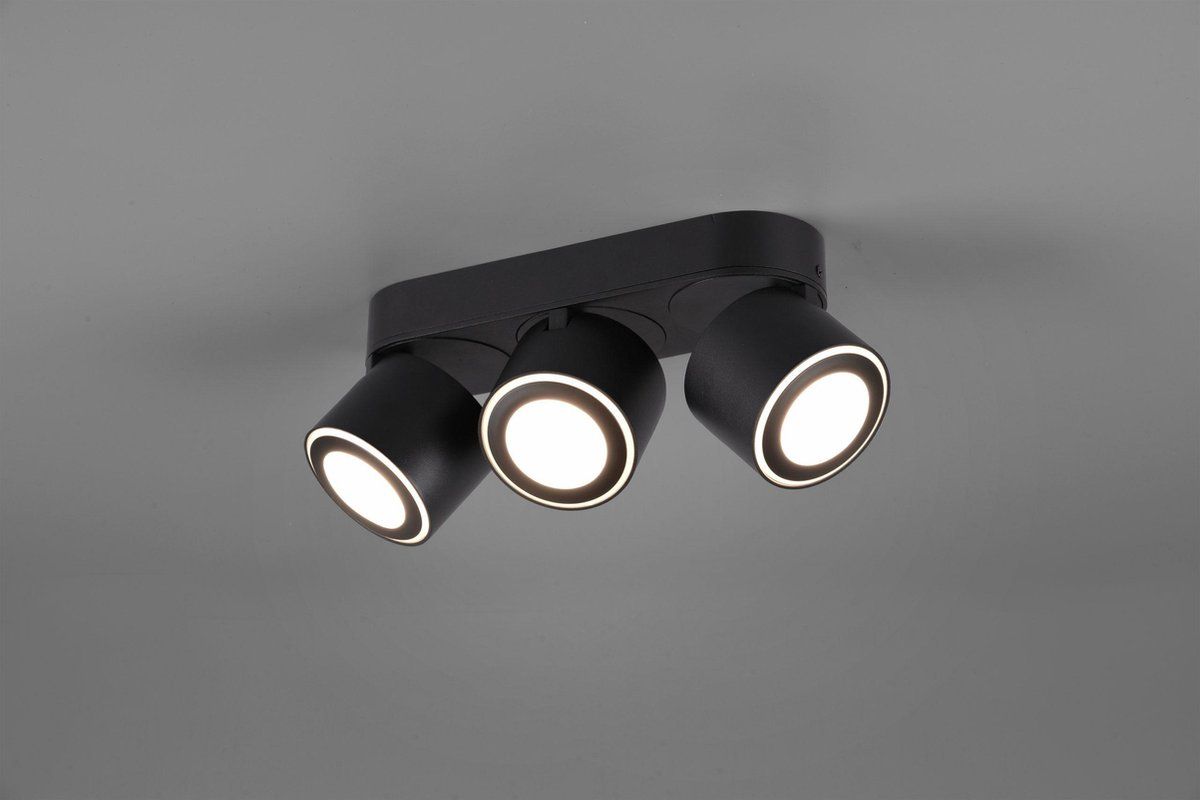 Trio Plafonniere Leuchten Taurus - Zwart - Metaal - 3x LED - Mat Zwart