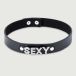 Collier en cuir avec strass SEXY - Noir