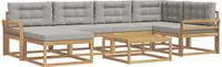 vidaXL - Hoek loungeset - 6 zitplekken - Wit en lichtgrijs - Acacia hout