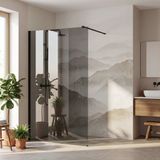 REA Flexi Grey 90 Douchewand - Gehard Glas 8mm - Zwart