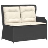 vidaXL 3-delige Loungeset met Kussens, Poly Rattan, Zwart