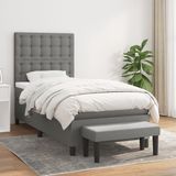 vidaXL Boxspring met matras stof donkergrijs 90x200 cm