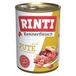 RINTI - Kennervlees | Natvoer met 70% vlees voor volwassen honden. Graanvrij compleet voer in blik zonder soja, kleur- en conserveringsmiddelen | 12x400g kalkoen