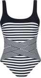 Sunflair Badpak Basic Zwart Gestreept Mouwloos Ronde Hals 70B