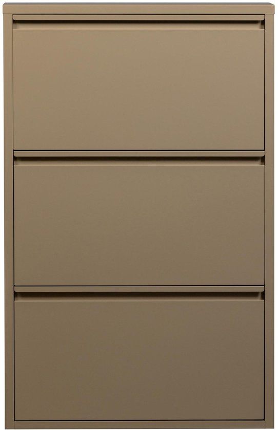 WOOOD Sabine 3-Vaks Schoenenkast - Metaal - Zand/Beige - 103x66x16 cm