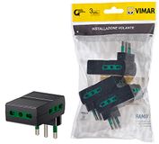 Vimar FP00311 SICURY 250V~ 3 stuks, 2P+T stekker 16A standaard IT type S17, 3 stopcontacten 2P+T 16A standaard IT type P17/11