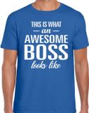 Bellatio Decorations Awesome Boss Heren T-shirt Blauw L