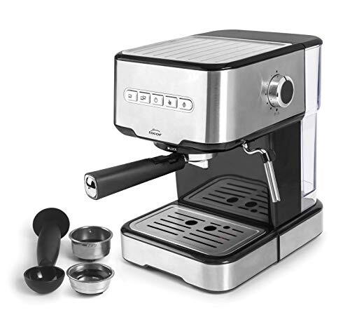 Lacor 69256 espressomachine met 2 koffieuitlaten en het opwarmen van de melk, geschikt voor gemalen koffie en ESE-capsules, 21 x 26 x 5 x 30 cm