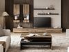 Meuble TV hifi BABEL 5 portes noyer/chêne grisé avec led avec table basse