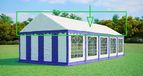 Tente de réception remplacement de toit 4x10 m - PVC 500 g/m², hauteur latérale 2 m, sans cadre - Bleu-blanc