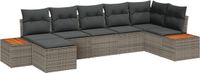 vidaXL Tuinbank Set Grijs Polyrattan 7 zitplaatsen