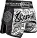 8 Weapons Muay Thai Short Carbon Sak Yant Tigers White