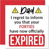 Grappige 50e verjaardagskaarten voor papa - je veertig zijn verlopen - Gelukkige verjaardagskaart voor papa papa papa van zoon dochter, 145mm x 145mm Banter Joke Humor Bday wenskaarten cadeau