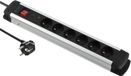 Electraline 35436 Alu-Line multiprise avec 6 prises - Boîtier en aluminium et protection contre les surtensions - 2 m