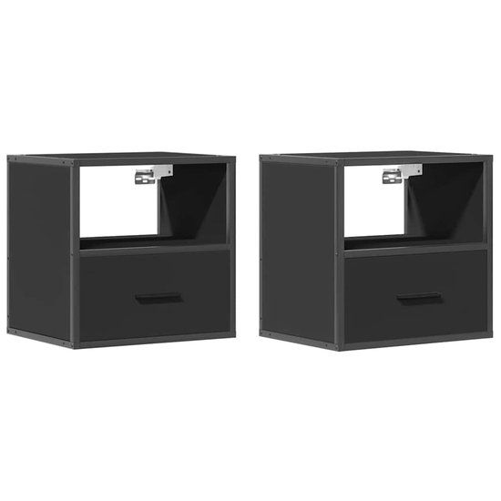 vidaXL Nachtkastjes wandgemonteerd 2 st 40x31x39,5 cm zwart