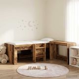 vidaXL Bedframe met Bureau Oud Hout Bewerkt Hout