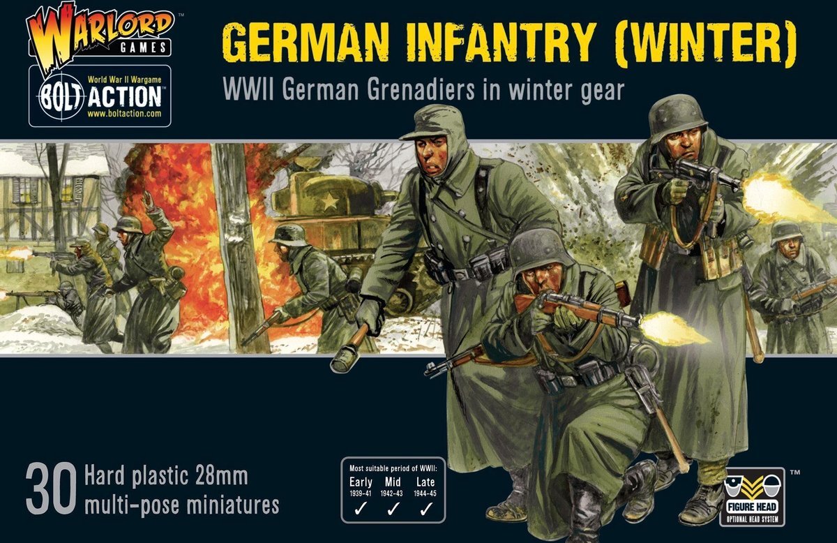 Bolt Action Winter German Grenadiers Infantry 1:56 WWII Military Wargamimg Plastic Model Kit