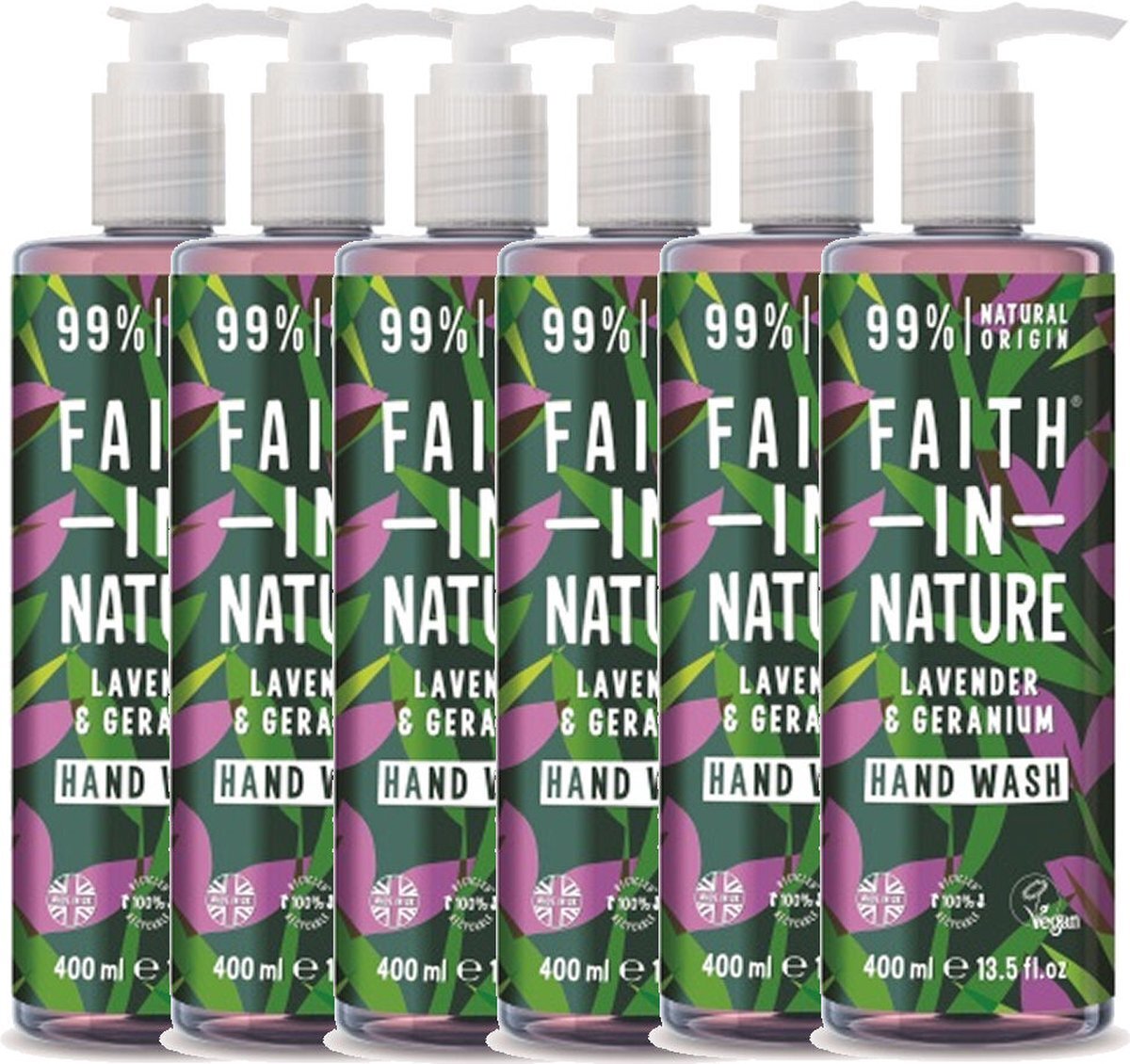 Faith In Nature - Hand Wash Lavender & Geranium - 6 Pak - Voordeelverpakking