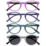 Opulize Zen 4 Stuks Leesbril Met Zon Lezer Zwart Bruin Kristal Klein Mannen Vrouwen RRRS24-11T2C