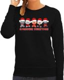 Bellatio Decorations Foute Kersttrui/sweater voor dames - miauwie kerstfeest - zwart - Kerst poesjes L