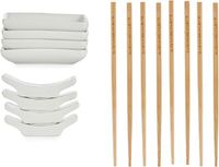 Gift Kinvara Sushi serveer set - 12-dlg - voor 4 personen - bamboe - sushi serveren - Sushi eetset - servies