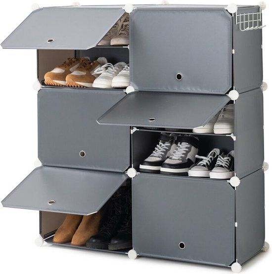 InnovaGoods Draagbaar Modulair Schoenenrek - Grijs - 28 paar