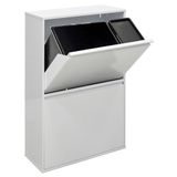 ARREGUI Basic CR601-B2 Recyclingcontainer | Afvalcontainer in Staal | 4 Compartimenten 23+11+17+17 L (68 L) | Binnenemmers voor PMD en GFT | Recyclebak voor Afvalscheiding | Afvalbak voor Keuken | Wit