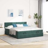 vidaXL Lit coffre avec matelas velours vert foncé 200x200cm