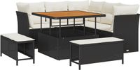 vidaXL Tuinbank Set 8-delig Zwart en Crème