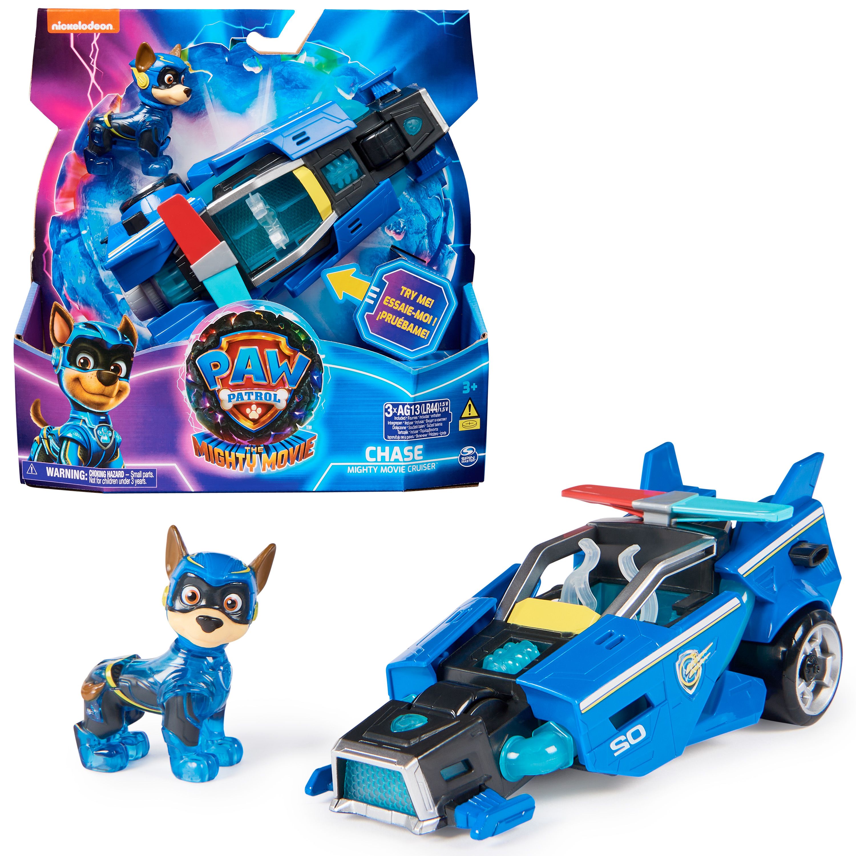 PAW Patrol The Mighty Movie - Politiewagen met Chase-actiefiguur - Licht en Geluid