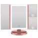 WEILY Make-upspiegel met verlichting, vergrotingsspiegel met 1X/2X/3X, drievoudige led-make-upspiegel met touchscreen, tafelspiegel, USB-houder en batterij (roségoud)