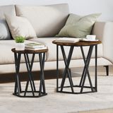 vidaXL Salontafel, 2 stuks, gerookt eikenhout, 50 x 50 x 50 cm