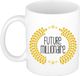 Bellatio Decorations Cadeau mok - geslaagd - Future Millionaire - wit - 300 ml - keramiek