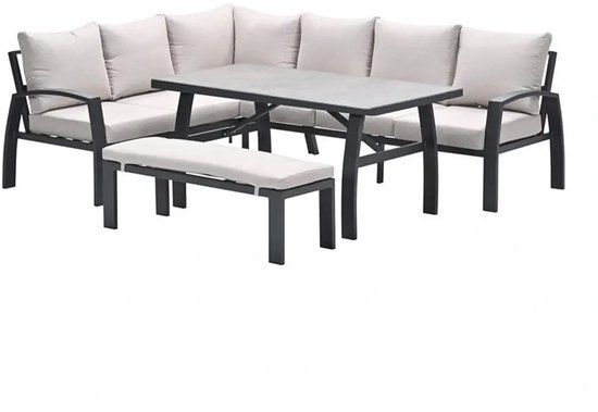 Garden Impressions Vasano lounge-dining hoekset - links - 4-dlg. - c. black - sand