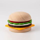 Gourmet Gourmet Burger Onderzetterset - 5 wollen vilten grappige onderzetters, 2 beukenhouten broodjes als schattige onderzetterhouder - stapel je eigen creatieve hamburgersandwich - puur wolvilt, superieur